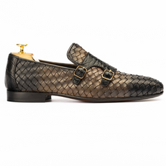 The Prescott | Woven & Croc Embossed Double Monk Slip On