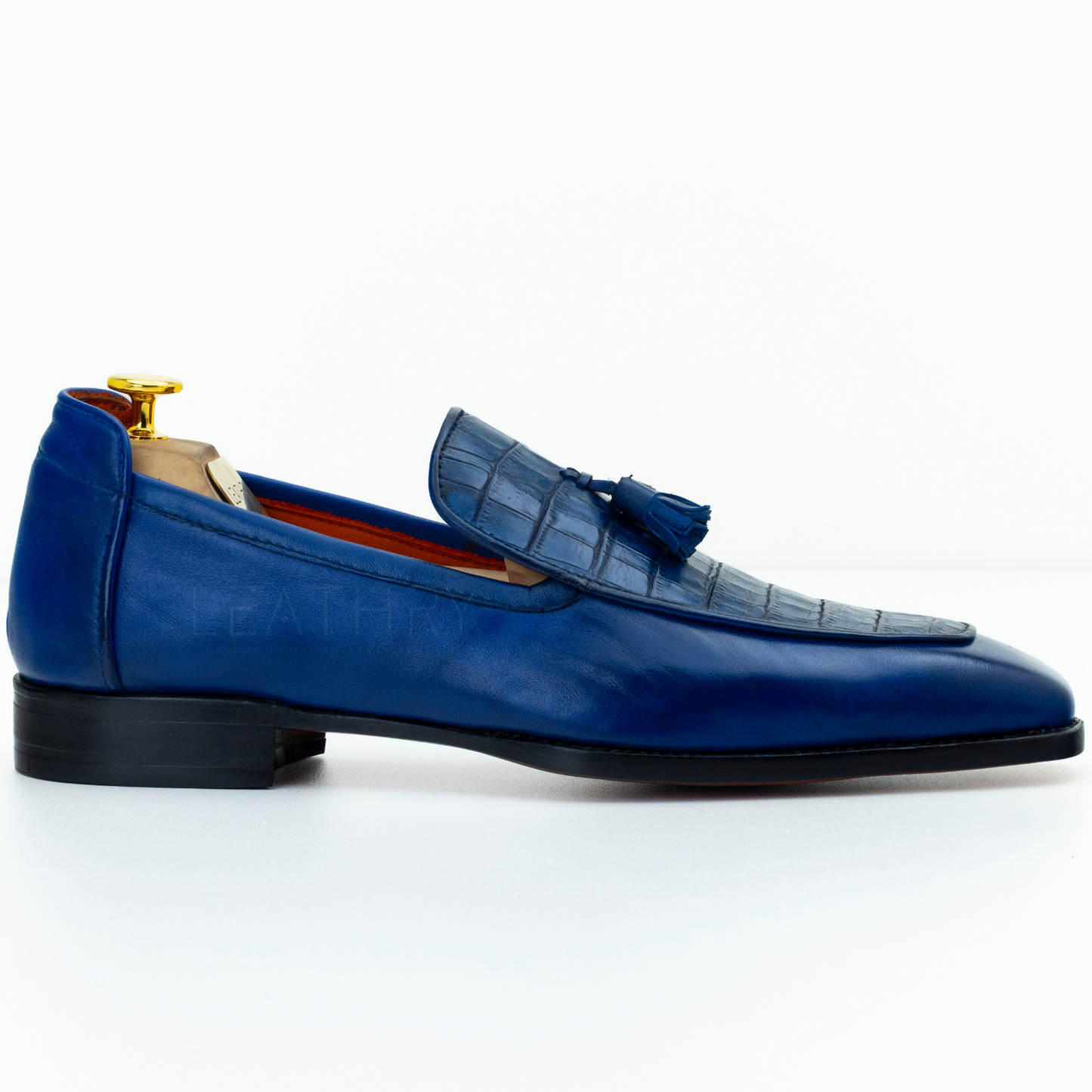 The Perrin | Blue Crocodile Tassel Loafers