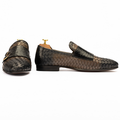 The Prescott | Woven & Croc Embossed Double Monk Slip On