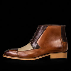 Handmade Men's Tri Tone Genuine Leather Boots