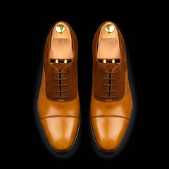 Men's Dual Tone Brown Suede Leather Oxford Shoes
