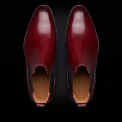 Men's Luxury Ox Blood Leather Ankle High Chelsea Boots