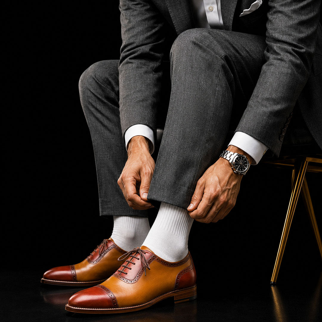 Men's Two Tone Brown Leather Oxford Shoes
