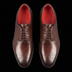 Men's derby in dark brown leather with square toe design