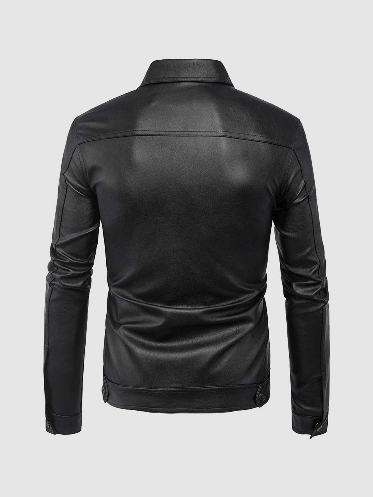 Button Closure Leather Jacket