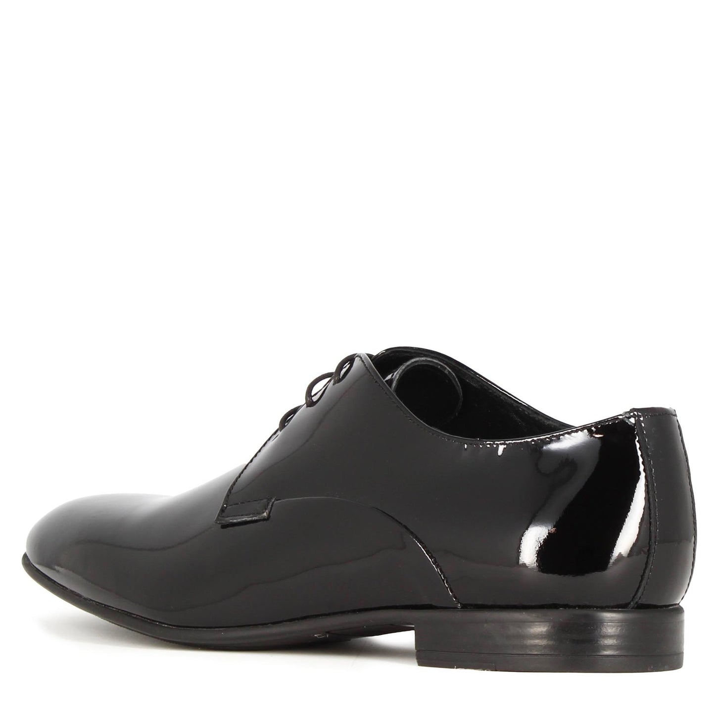 Elegant men's derby in shiny black leather