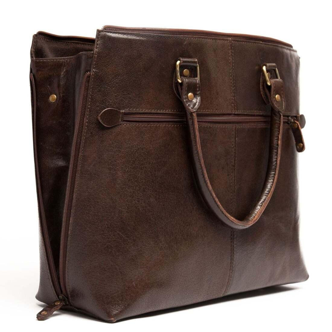 Tech Leather Tote Bag - Antique Brown