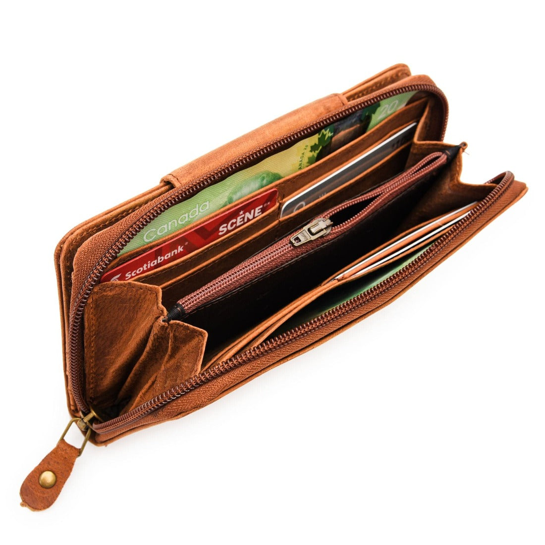 Leather Zip Around Wallet 18 Cards