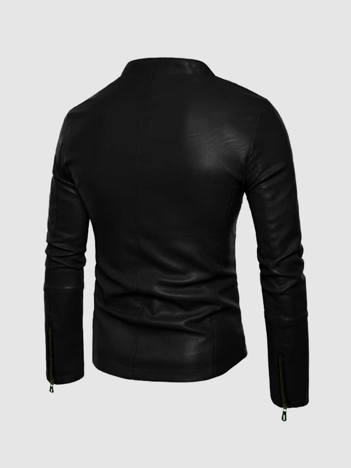 Small Collar Leather Jacket