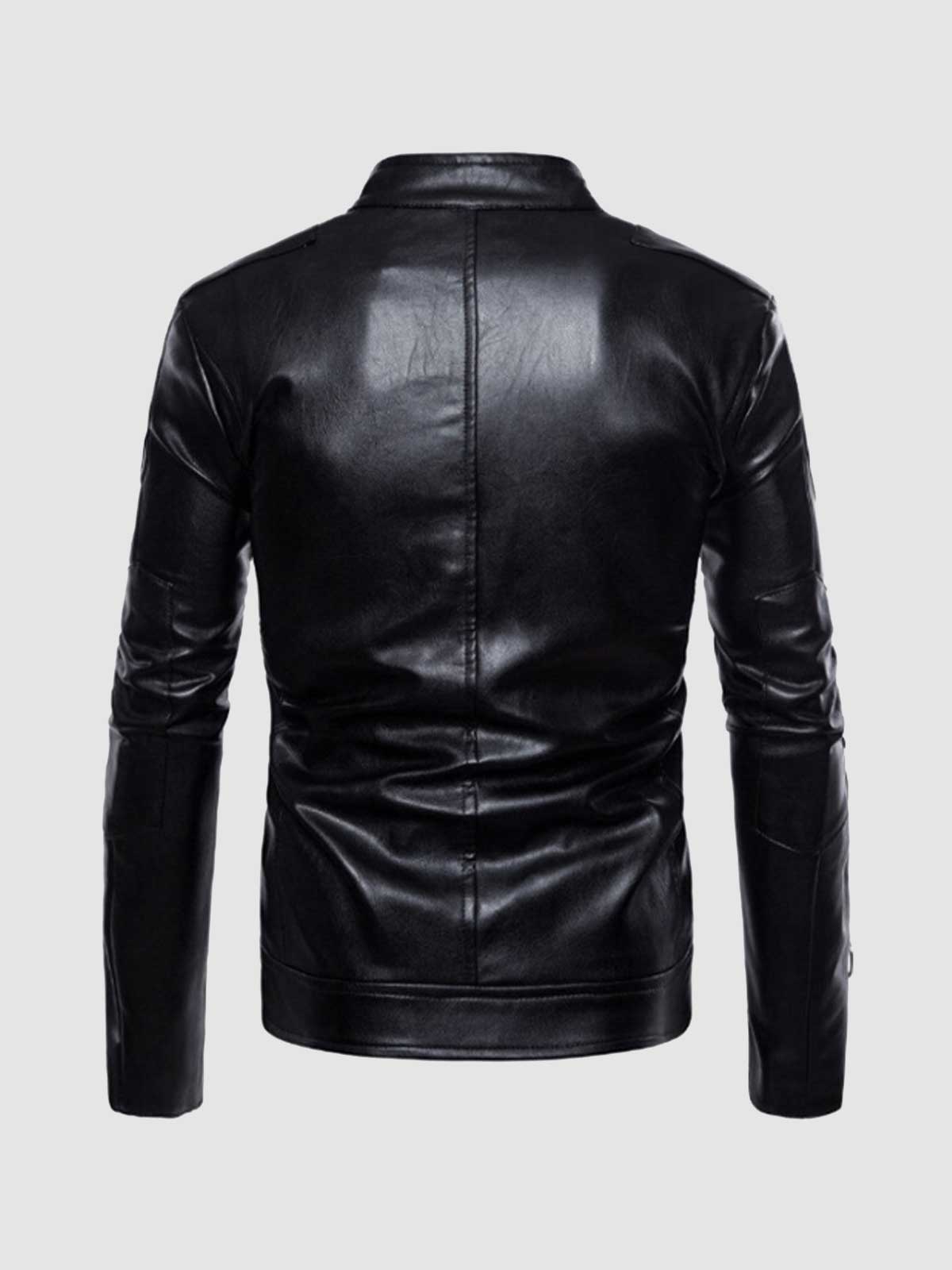 Standing Collar Leather Jacket