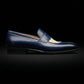 Men's Blue & Beige Patina Leather Moccasin Loafers