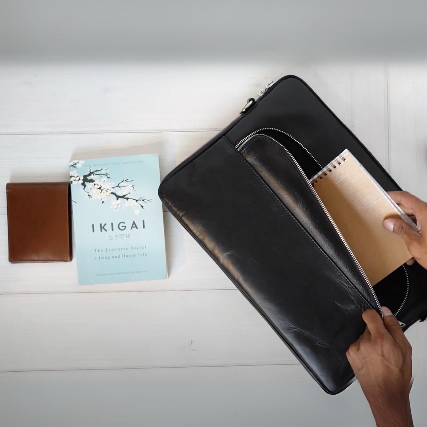 Tech Leather Laptop Sleeve - Black