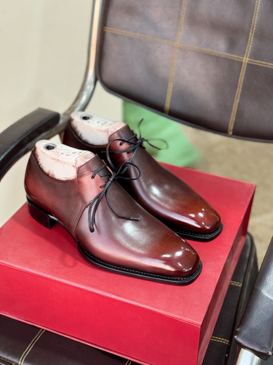 Burgundy black derby shoes