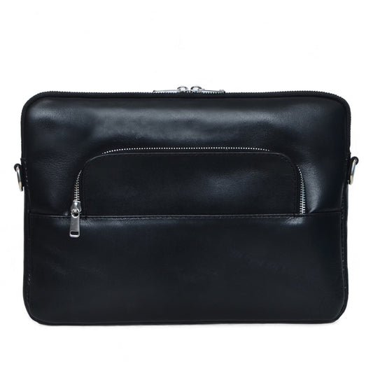 Tech Leather Laptop Sleeve - Black