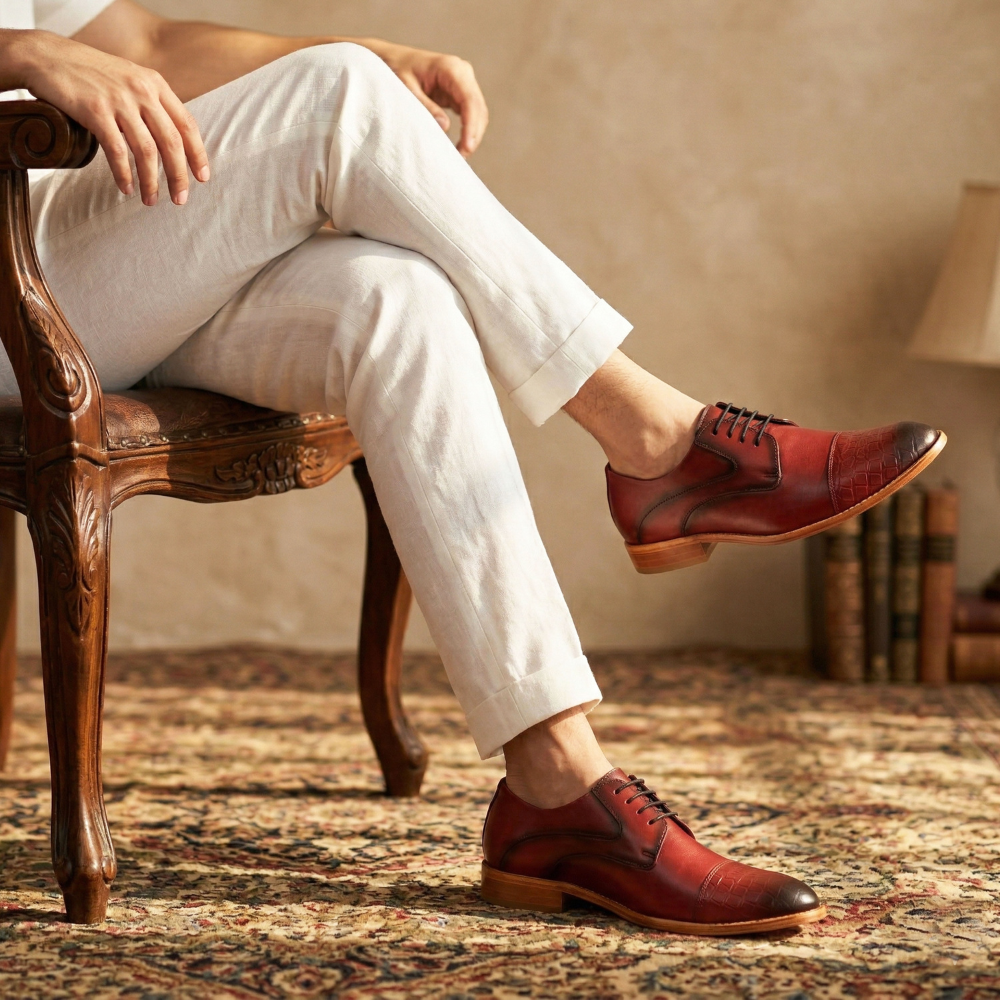 The Rellin | Red Men's Leather Oxford Shoes