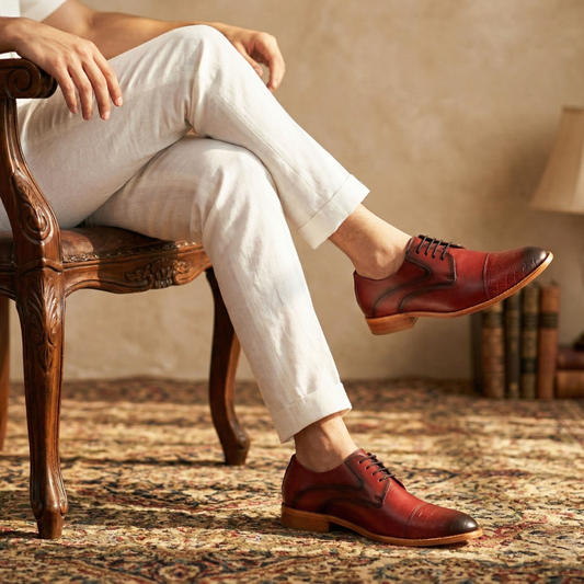 The Rellin | Red Men's Leather Oxford Shoes