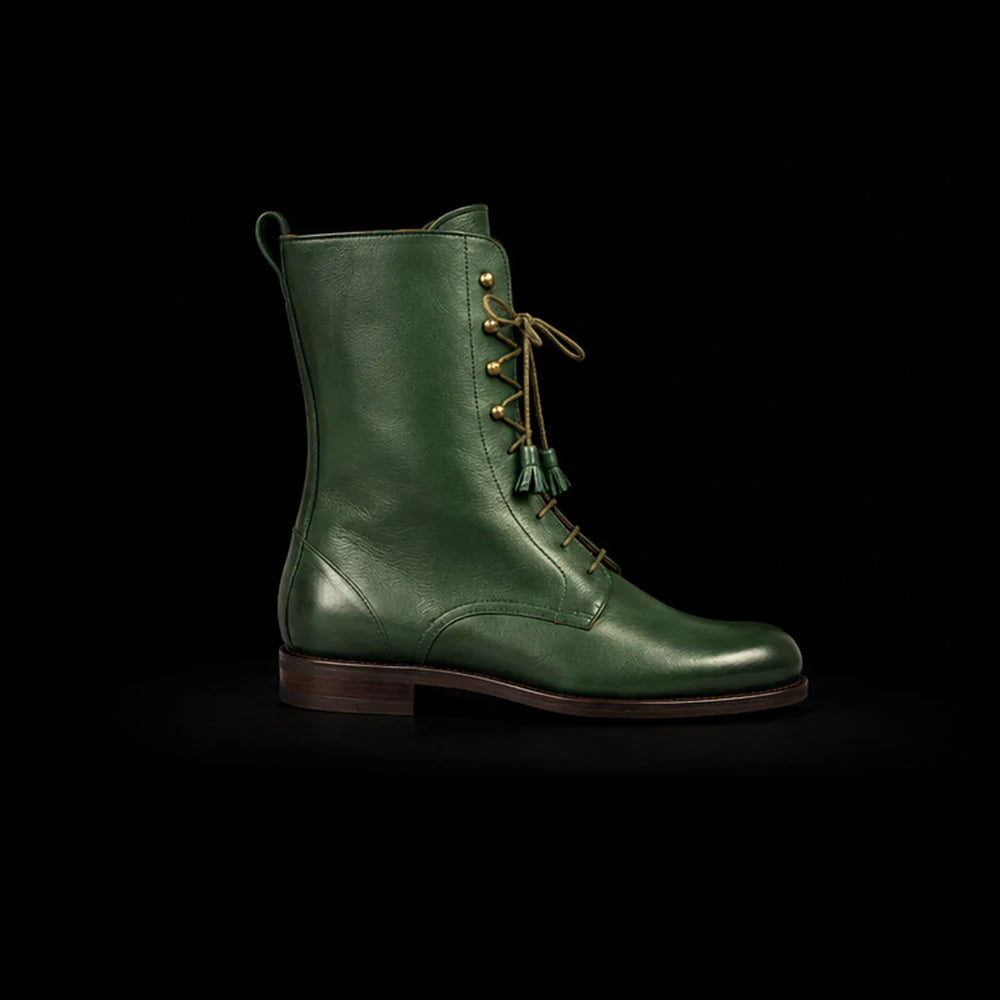 Men's Genuine Green Leather Long Boots