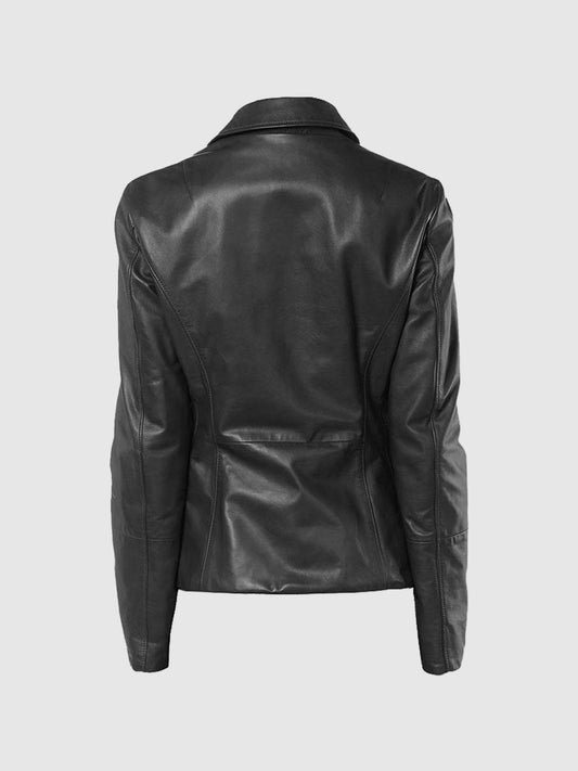 Lady Luxe Button Leather Coat
