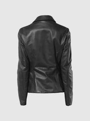 Lady Luxe Button Leather Coat