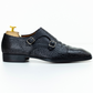 The Yvan | Black Crocodile Embossed Double Monk