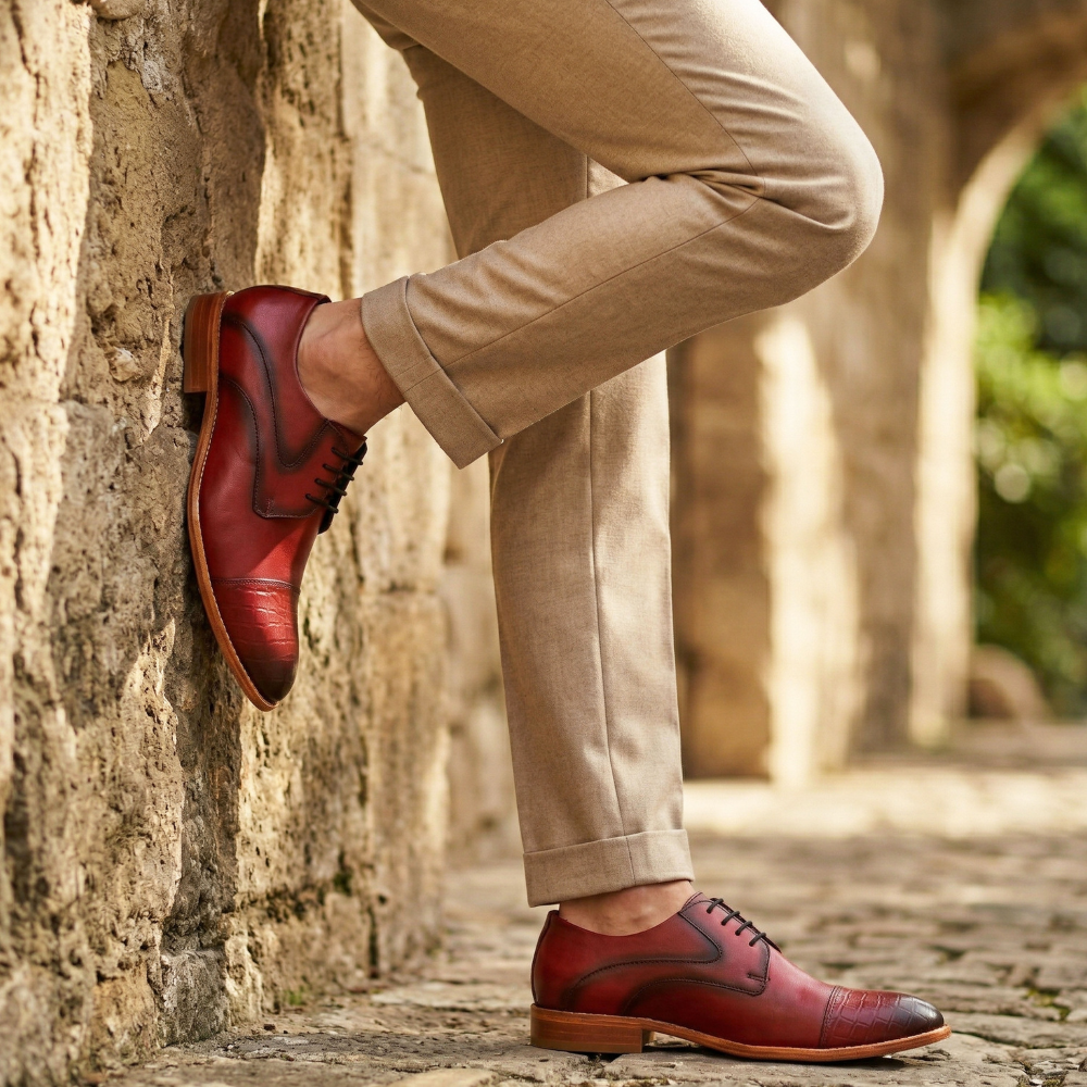 The Rellin | Red Men's Leather Oxford Shoes