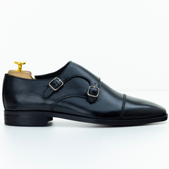 The Wystan | Black Calf Leather Double Monk