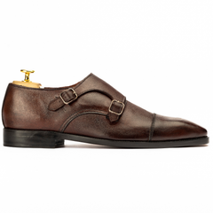 The Xeno | Brown Pebble Grain Double Monk