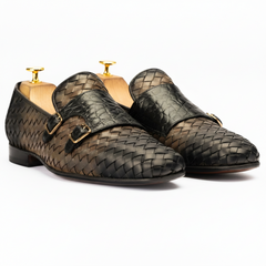 The Prescott | Woven & Croc Embossed Double Monk Slip On