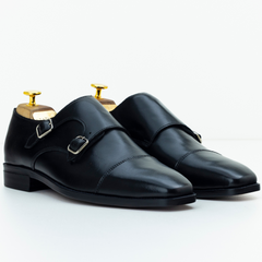 The Wystan | Black Calf Leather Double Monk