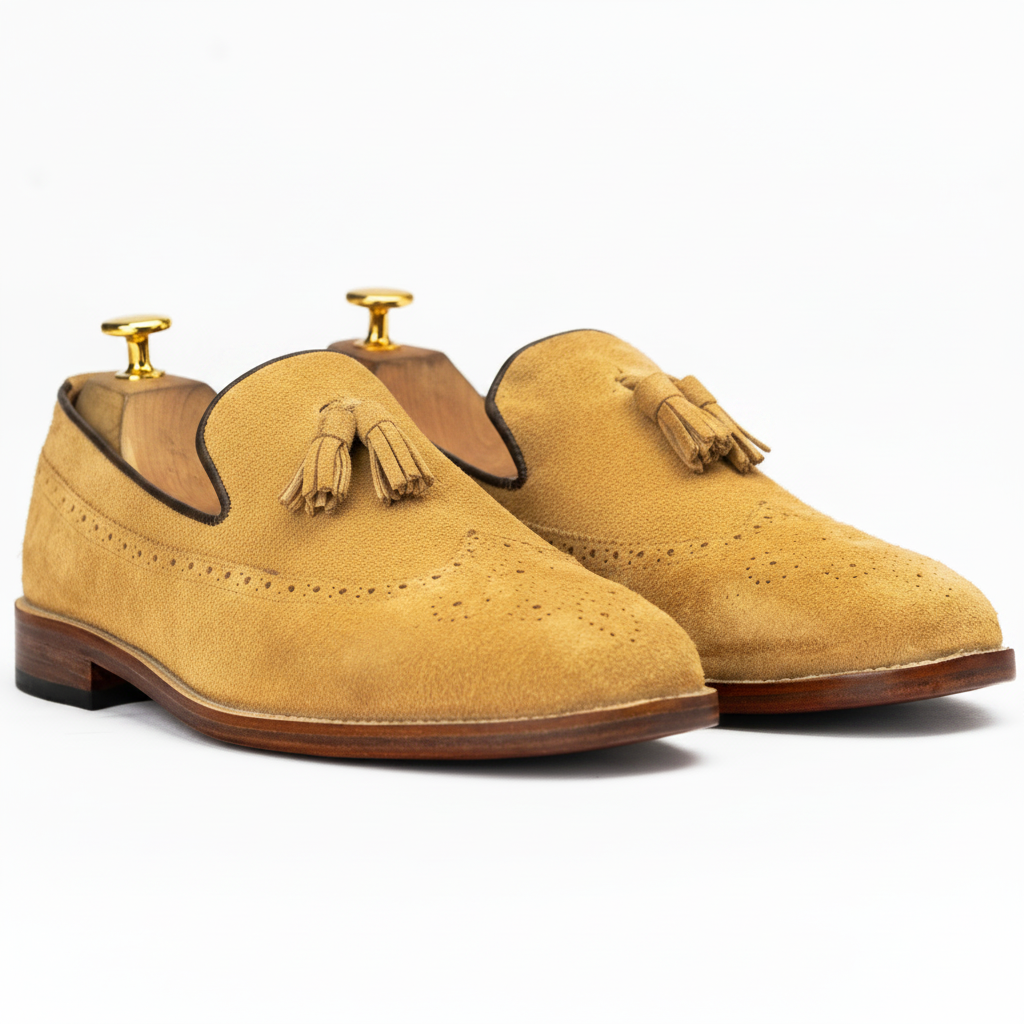 The Duncan | Beige Suede Tassel Loafers