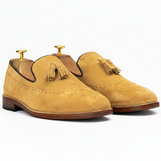 The Duncan | Beige Suede Tassel Loafers