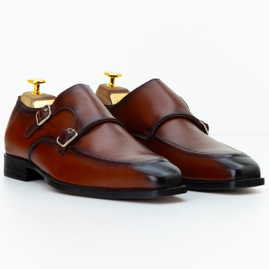 The Ansel | Brown Leather Double Monk Strap