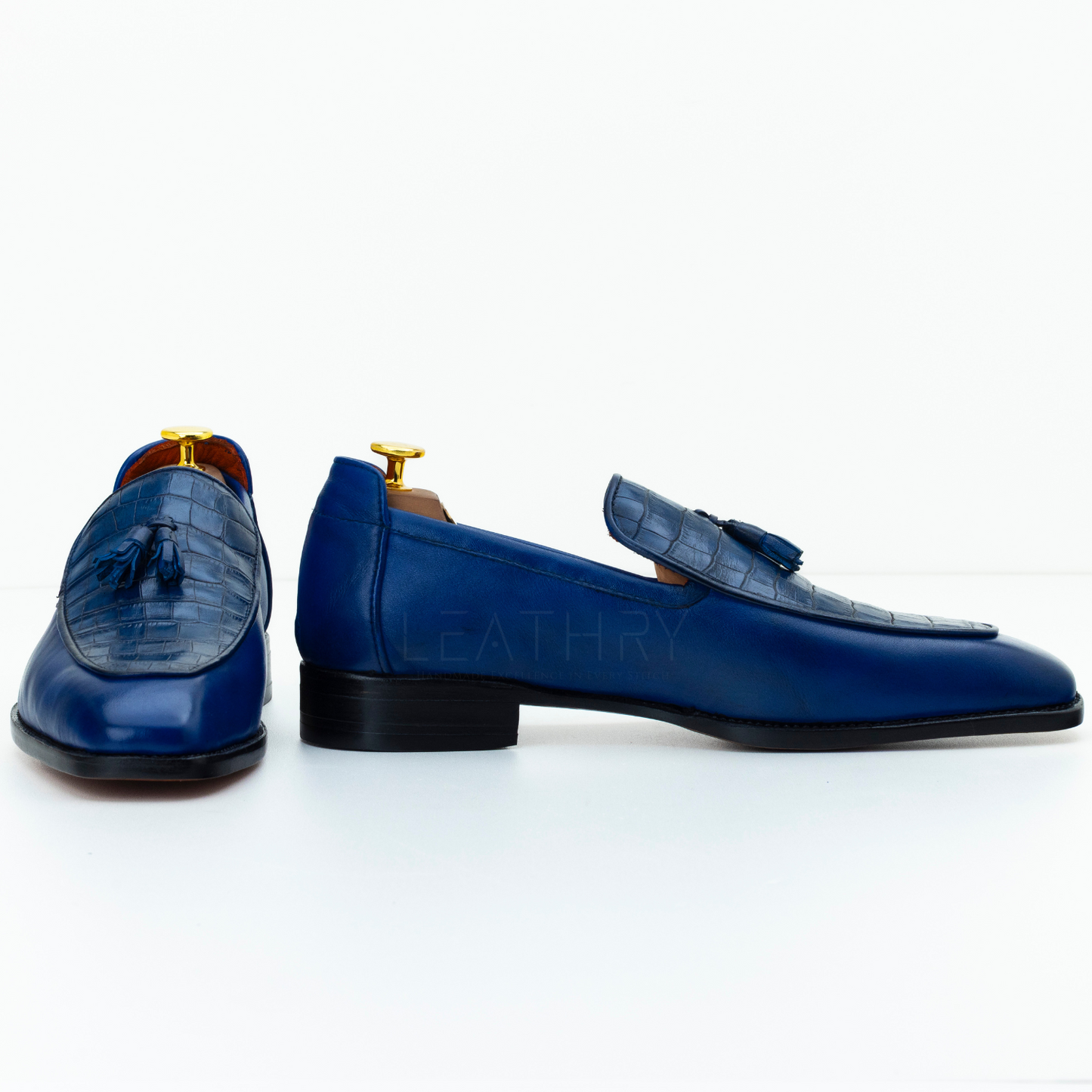 The Perrin | Blue Crocodile Tassel Loafers