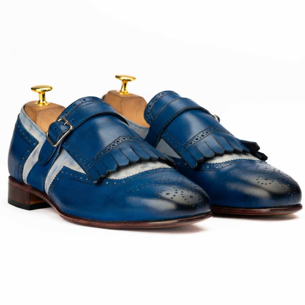 The Niles | Dual Tone Blue Brogue Monkstrap