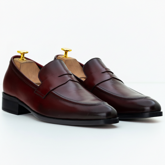 The Camden | Burgundy Leather Penny Loafers