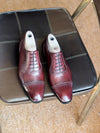 Burgundy Black Brogue Cap Toe Oxfords