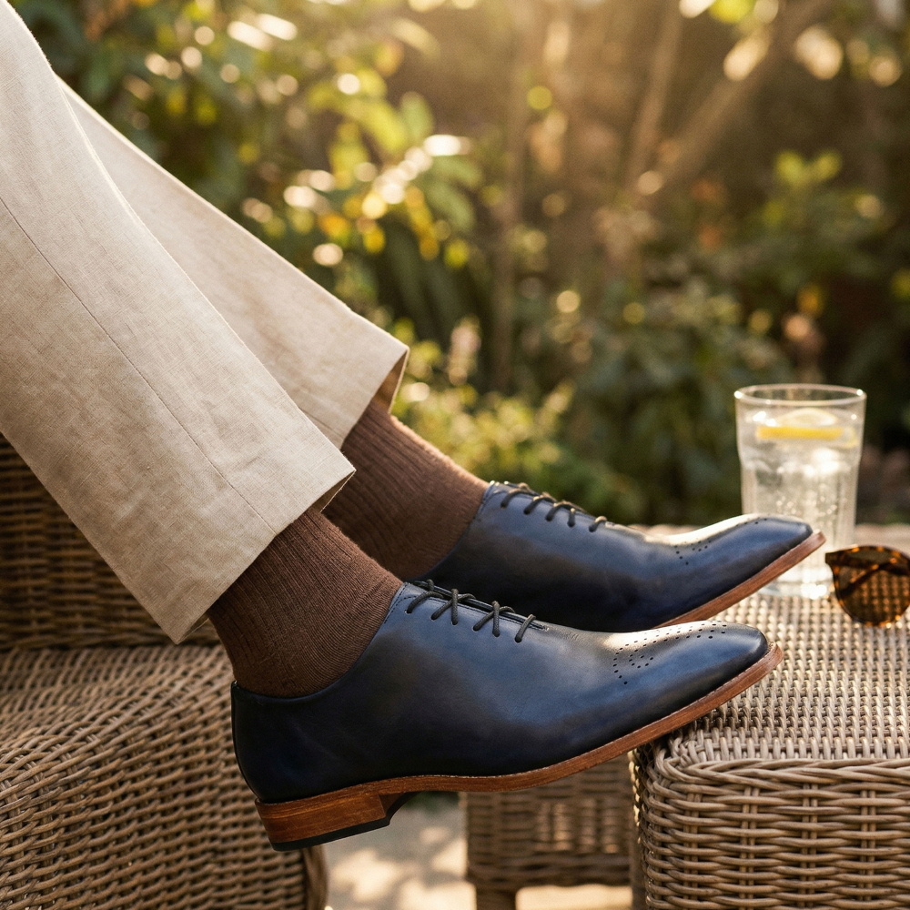 The Dion | Blue Whole Cut Oxfords