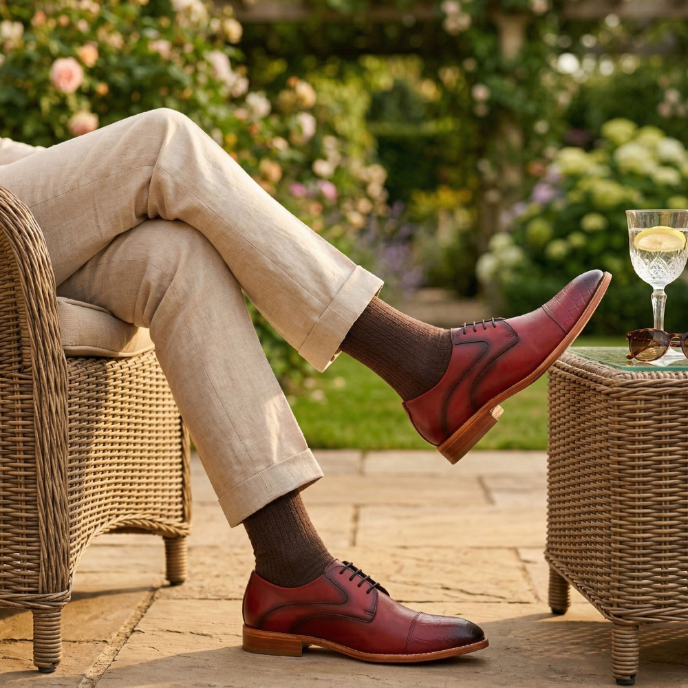 The Rellin | Red Men's Leather Oxford Shoes