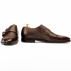 The Xeno | Brown Pebble Grain Double Monk