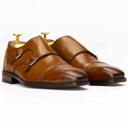 The Grover | Cap Toe Tan Double Monk