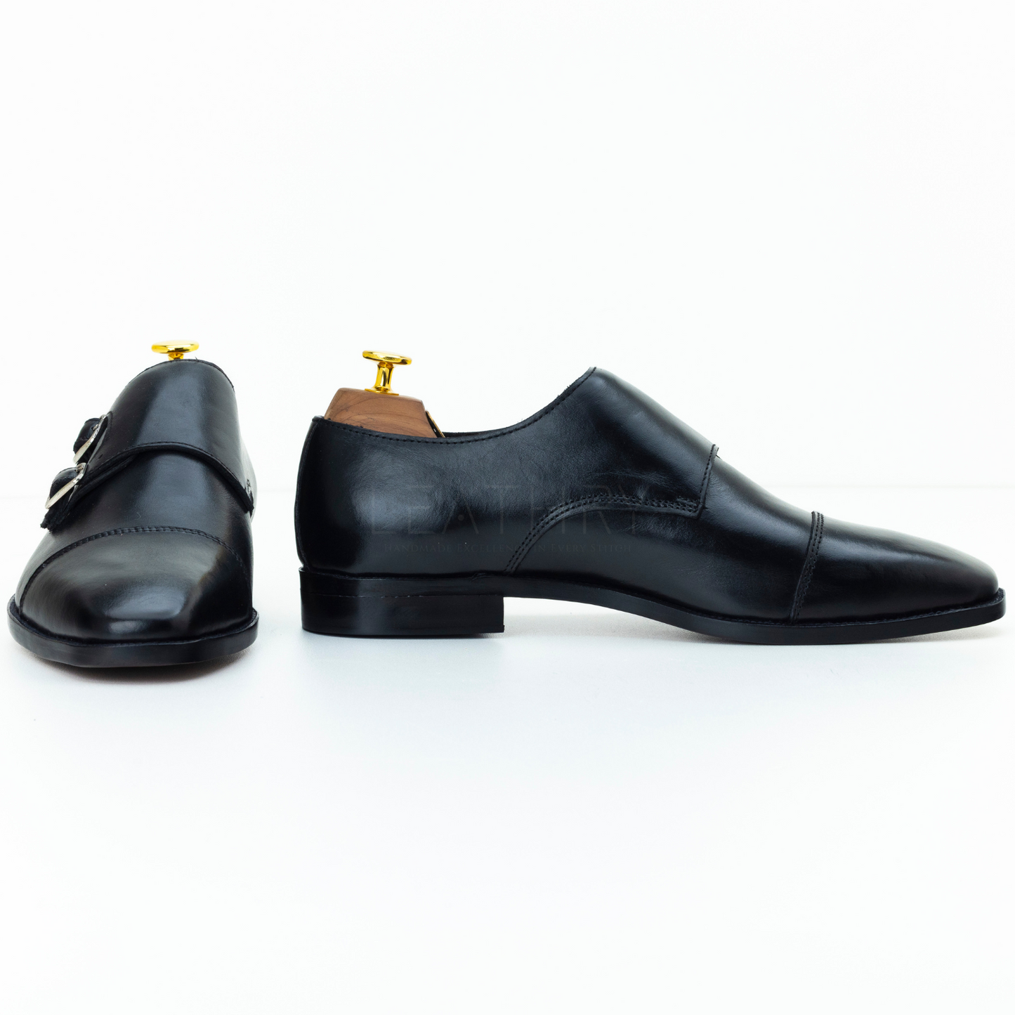 The Wystan | Black Calf Leather Double Monk