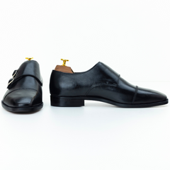 The Wystan | Black Calf Leather Double Monk