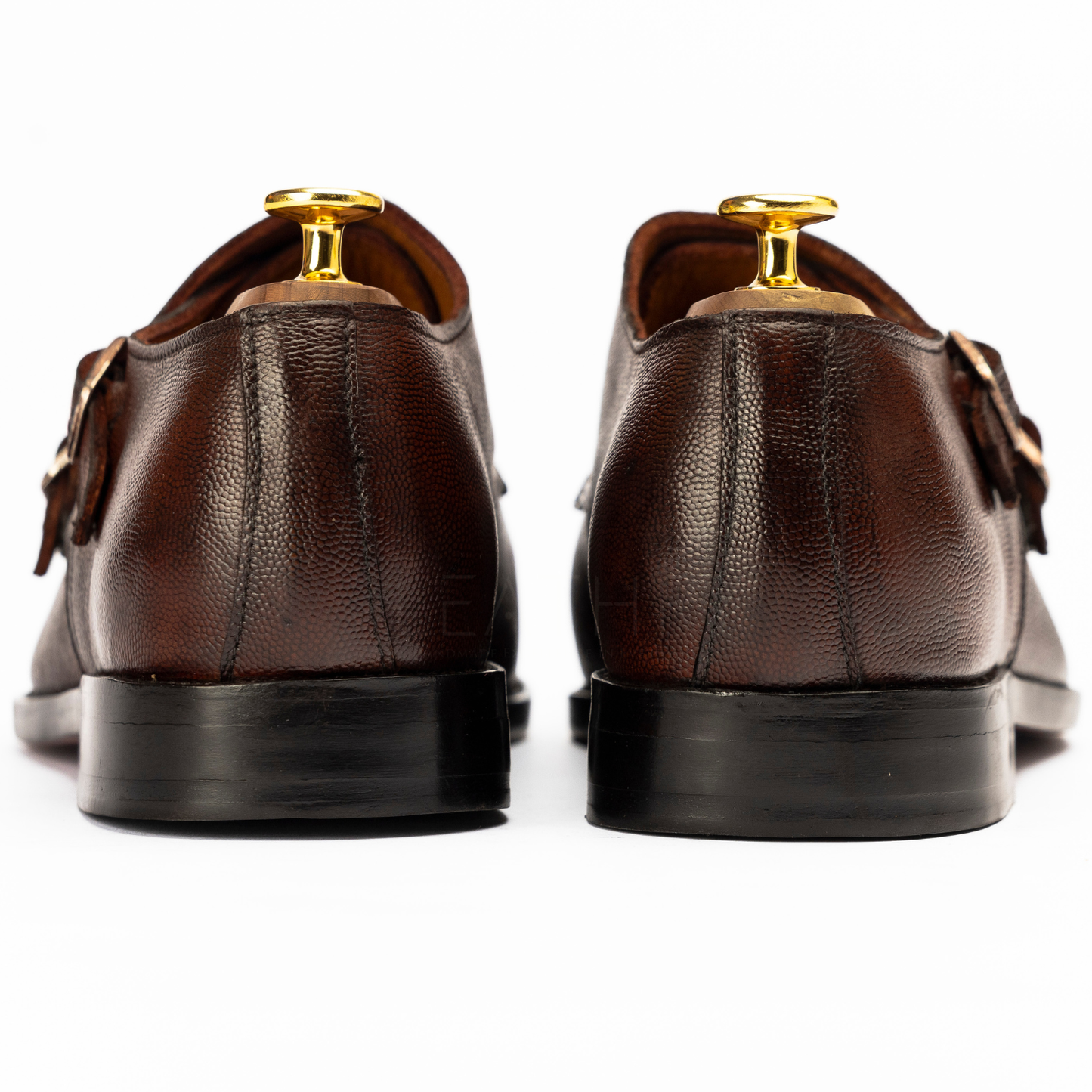 The Xeno | Brown Pebble Grain Double Monk
