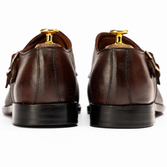 The Xeno | Brown Pebble Grain Double Monk