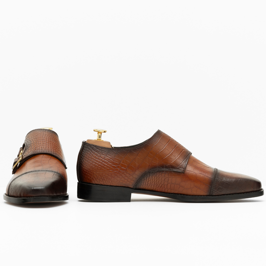 The Olander | Crocodile Embossed Calfskin Double Monk Buckle