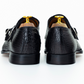 The Yvan | Black Crocodile Embossed Double Monk