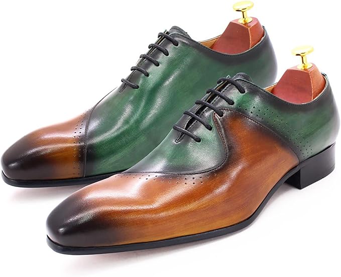 Men's Brown & Purple Leather Formal Oxford Shoes