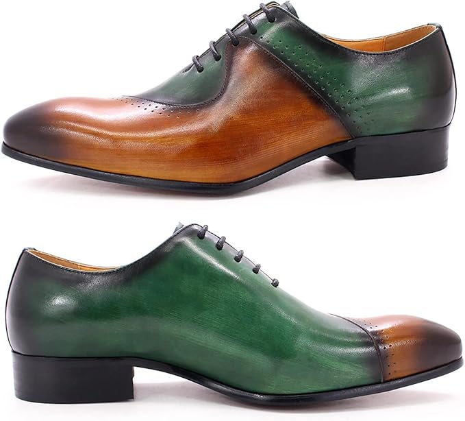 Men's Brown & Purple Leather Formal Oxford Shoes