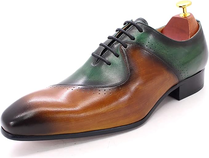 Men's Brown & Purple Leather Formal Oxford Shoes