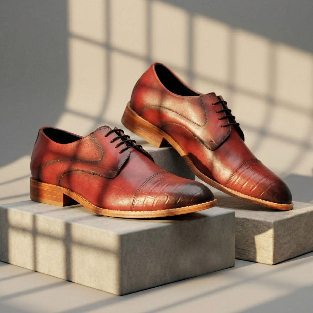 The Rellin | Red Men's Leather Oxford Shoes